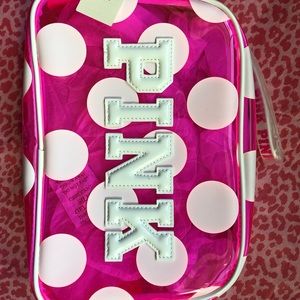 VS PINK Beauty Cosmetics bag wristlet polka dot